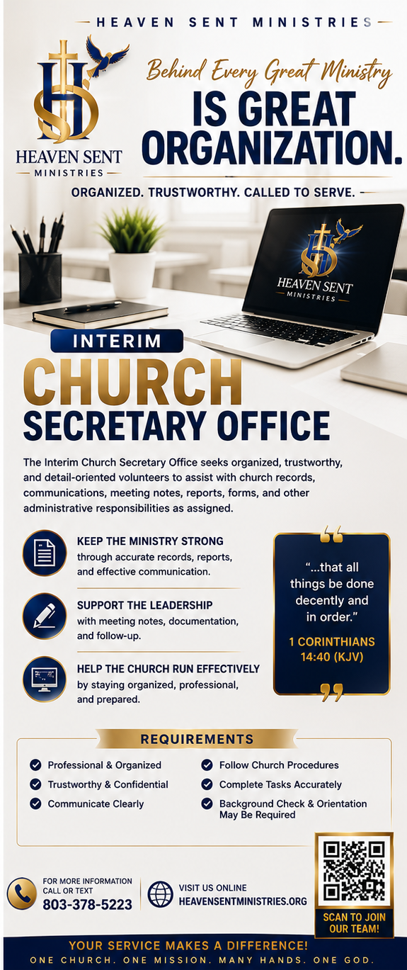 Interim Church Secretary Office Support Flyer